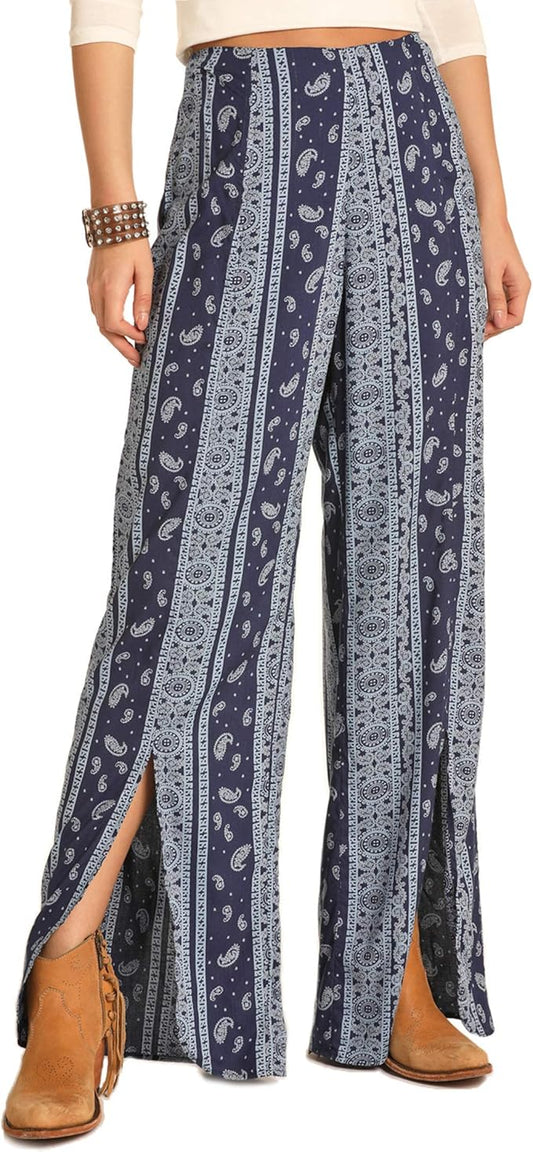 Rock and Roll Cowgirl Wide Leg Pants 72-4519 Navy