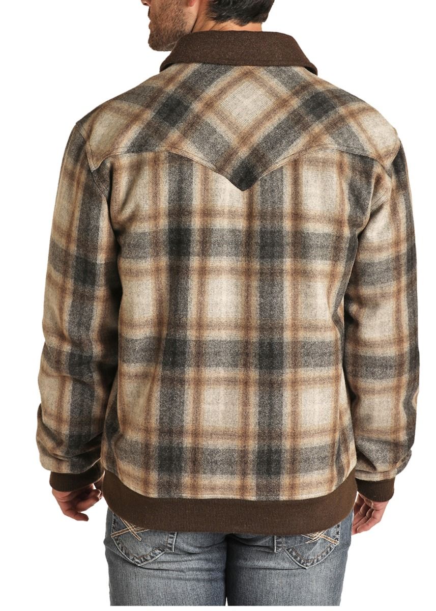 Men's Brown Plaid Jacket By Powder River Outfitters 92-1008