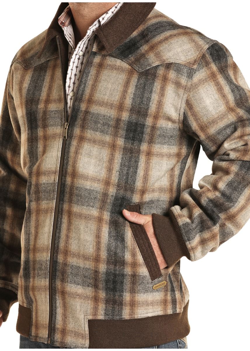 Men's Brown Plaid Jacket By Powder River Outfitters 92-1008