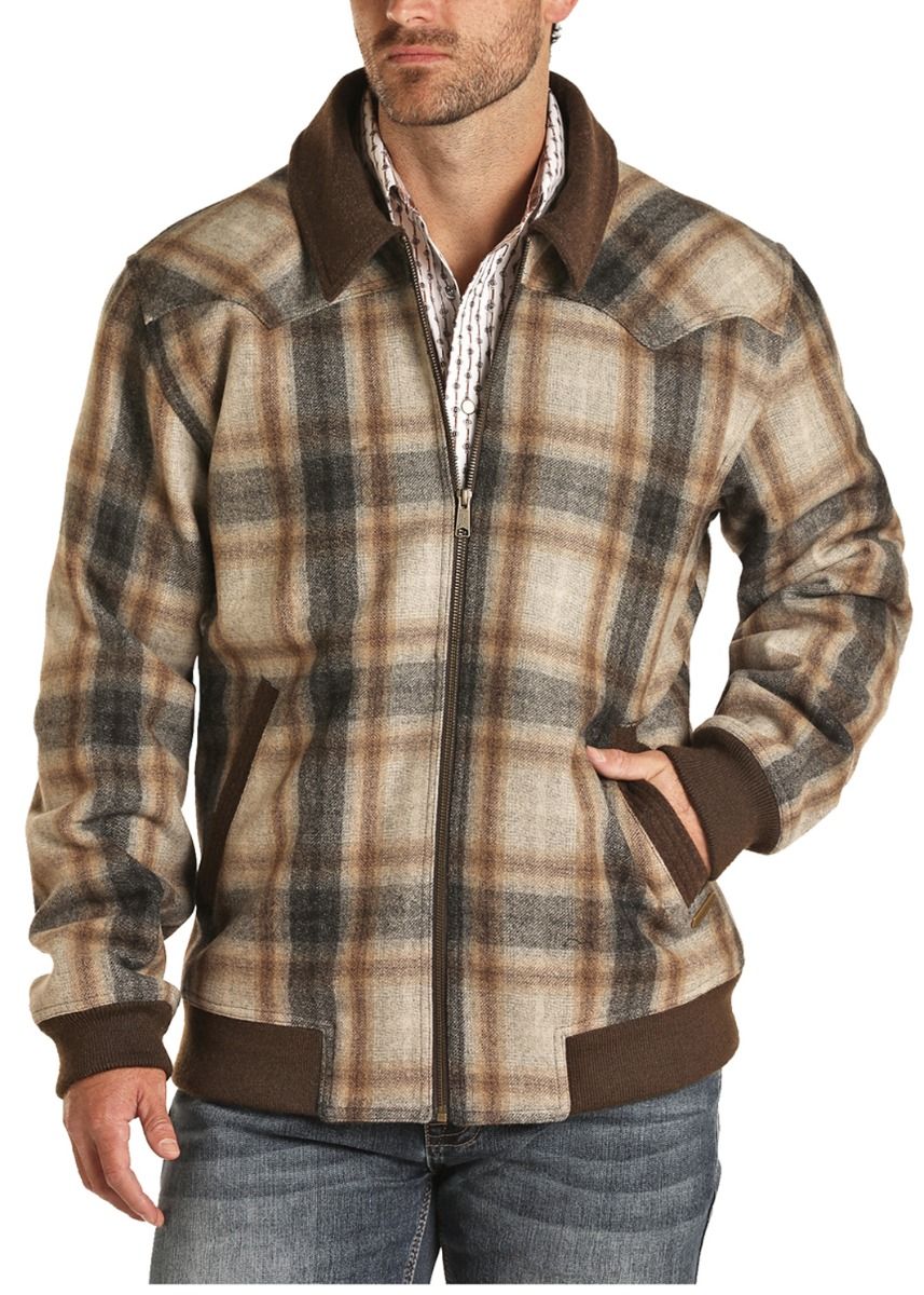 Men's Brown Plaid Jacket By Powder River Outfitters 92-1008