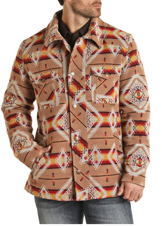 Men's Aztec Jacquard Wool Commander Jacket By Powder River 92-1011