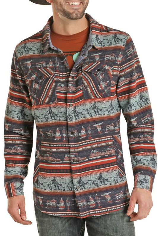 Brushed Twill Aztec Shirt Jacket By Rock And Roll Denim 92-1113