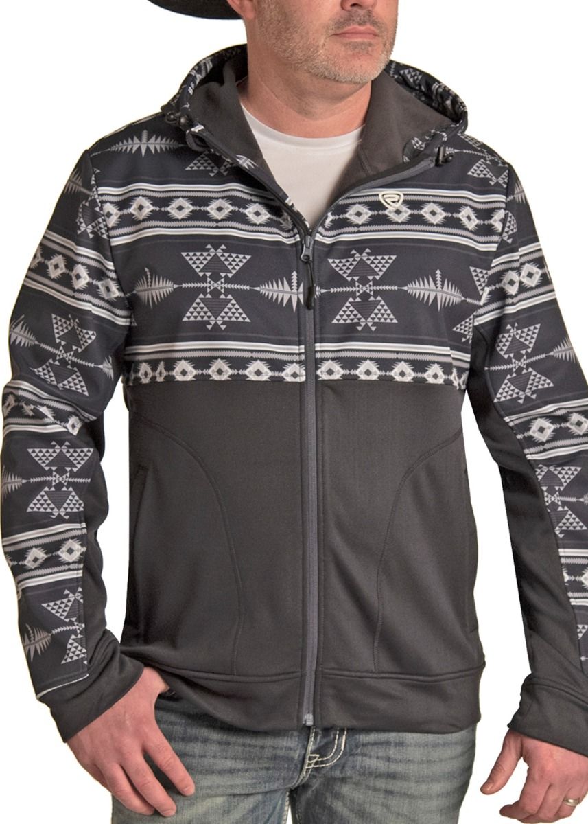 Aztec Printed Soft Shell Jacket With Fleece Trim By Rock and Roll Denim 92-1127