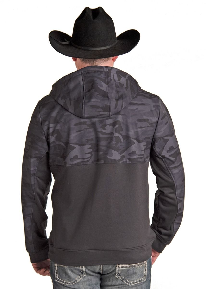 Men's Charcoal Camo Printed Soft Shell  Jacket With Fleece Trim 92-1128