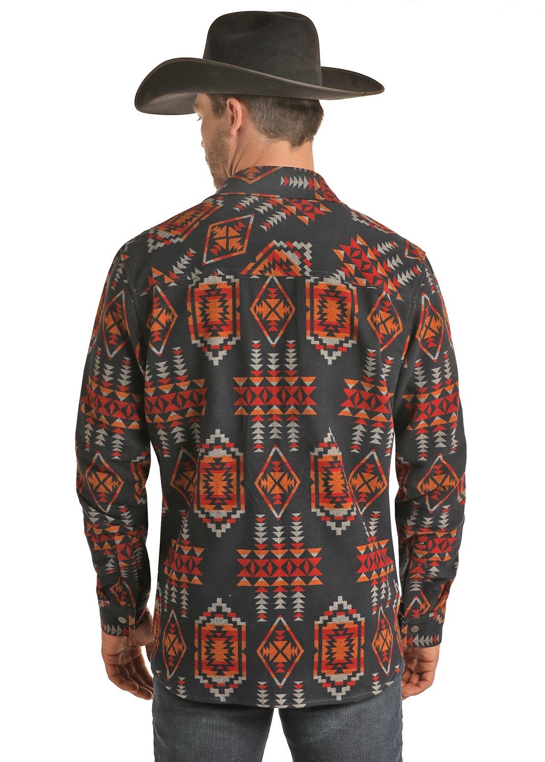 Rock and Roll Cowboy Men's Navy Aztec Border Jacket