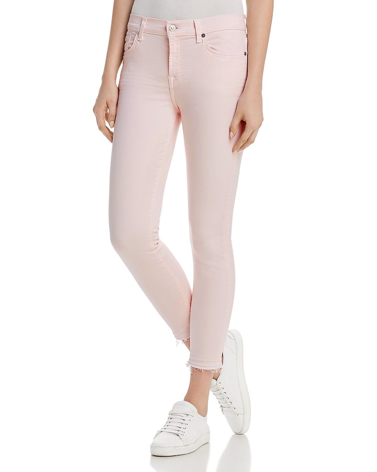 7 For All Mankind Released Hem Skinny in Pink Sunrise