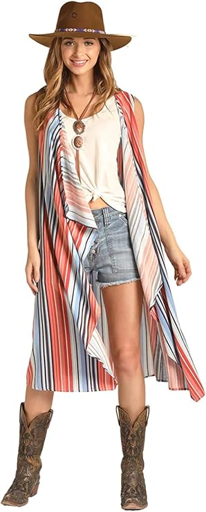 Rock & ROLL Cowgirl Stripe Print Vest