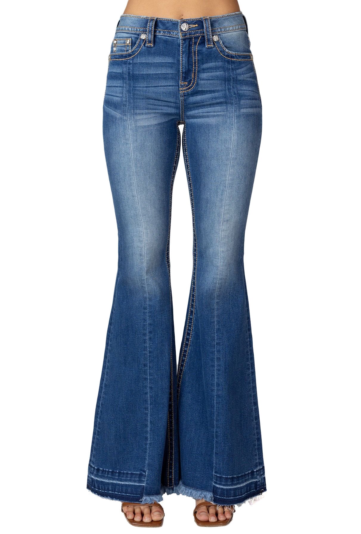 Miss Me High Rise Super Flare Medium Wash