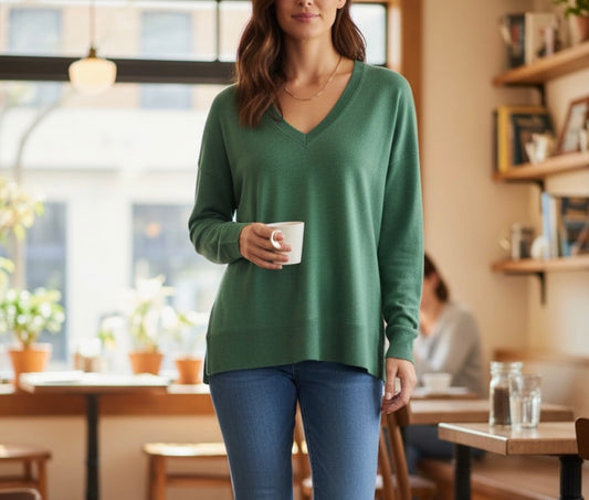 Modern V-Neck Weekender Botanical Green