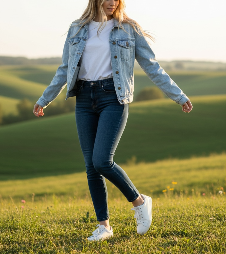 Ladies Classic Light Wash Denim Jacket