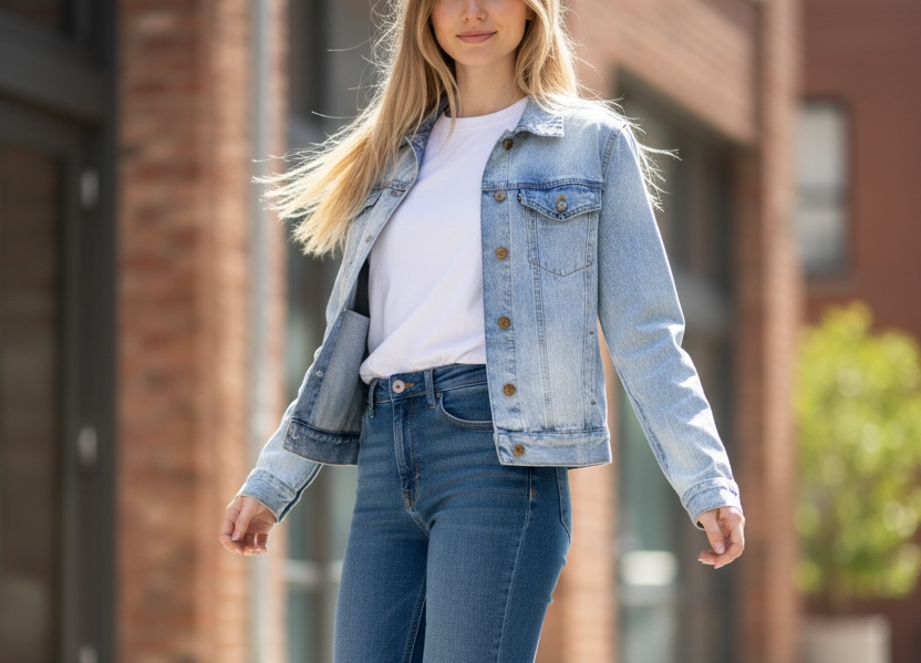 Ladies Classic Light Wash Denim Jacket
