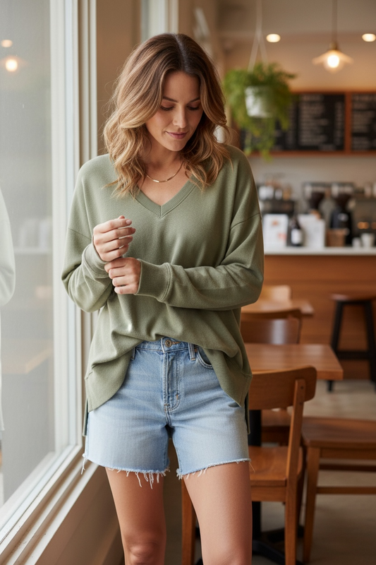 Modern V-Neck Weekender Avocado