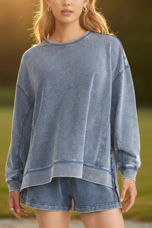 Knit Denim Modern Weekender in Medium Indigo