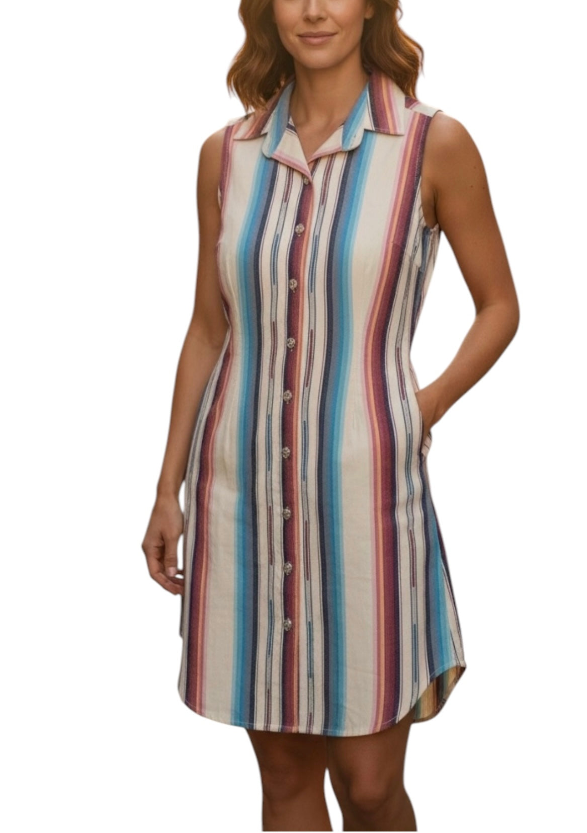 Silverado Sleeveless Button Front Dress in Navajo White