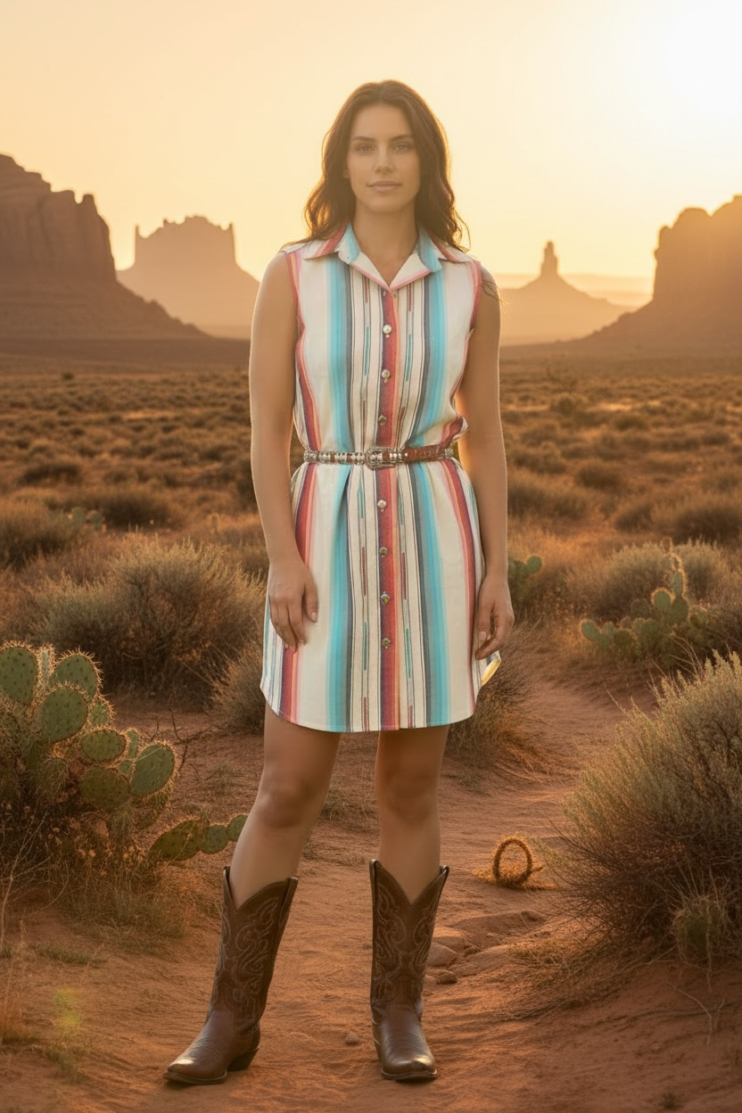 Silverado Sleeveless Button Front Dress in Navajo White