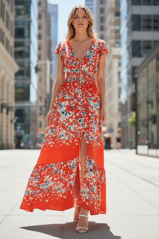 Miss Me Floral Print Maxi Dress
