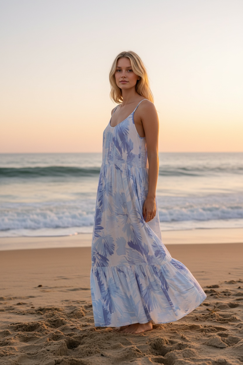 Lido Watercolor Dress in Pacific Blue ZD222224