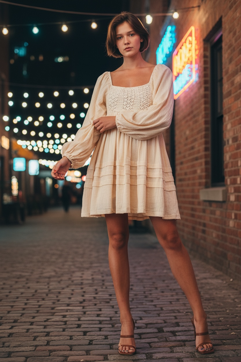 Miss Me Crochet Front Woven Dress