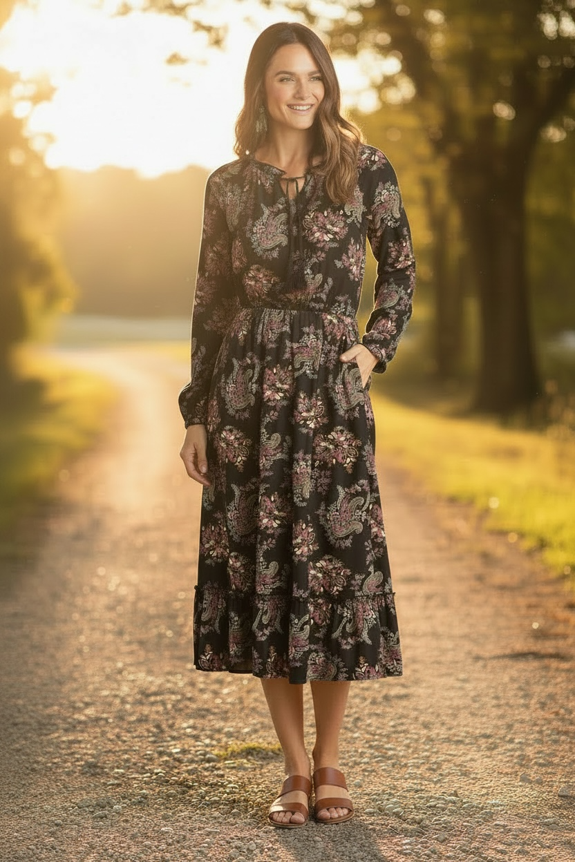 Paisley Print Midi Dress by Rock and Roll Cowgirl 25D1886