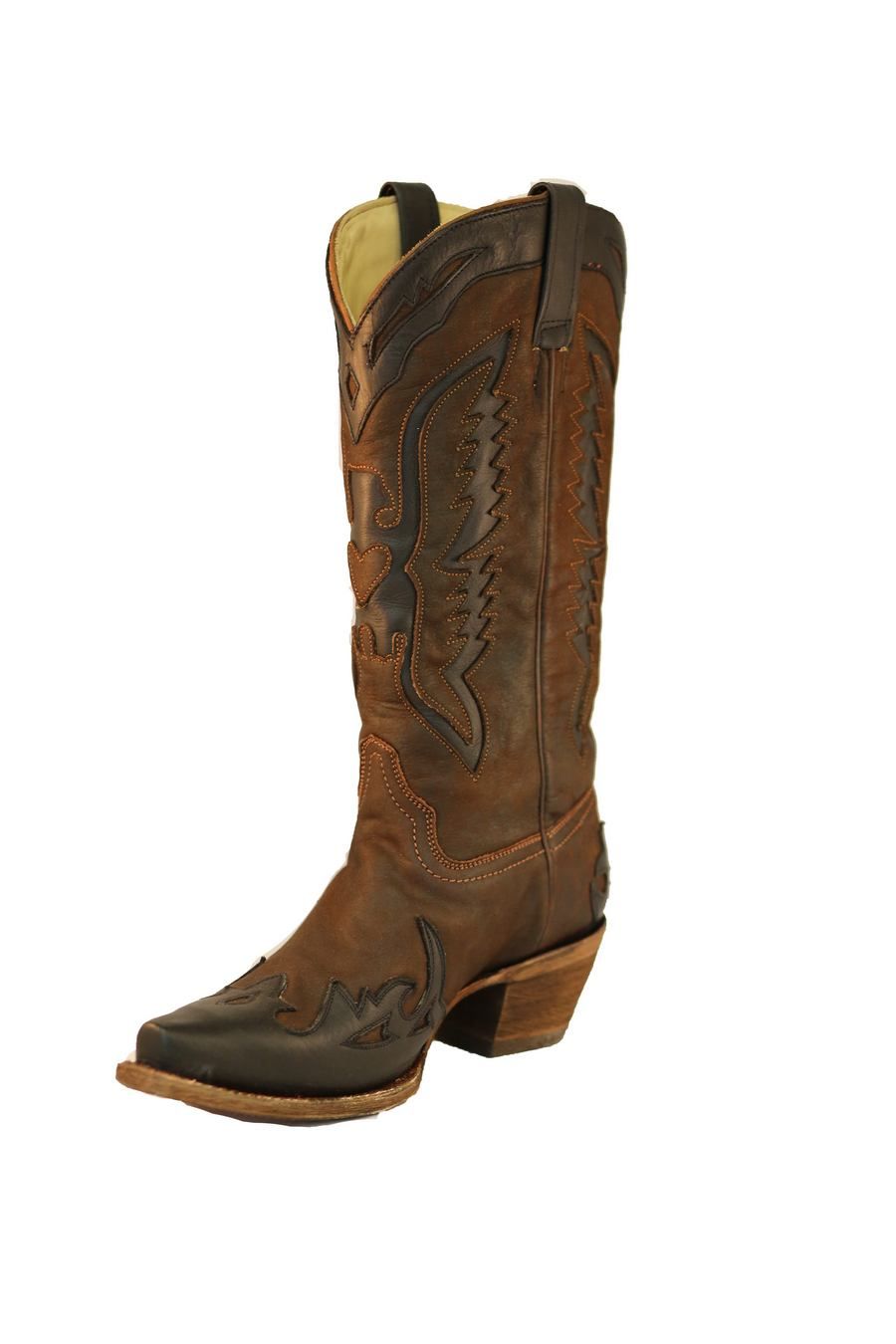 Corral Brown and Black Eagle Inlay Boots