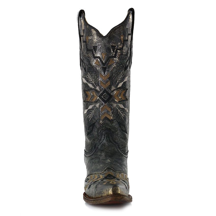 Corral Black Gold Embroidered Boots