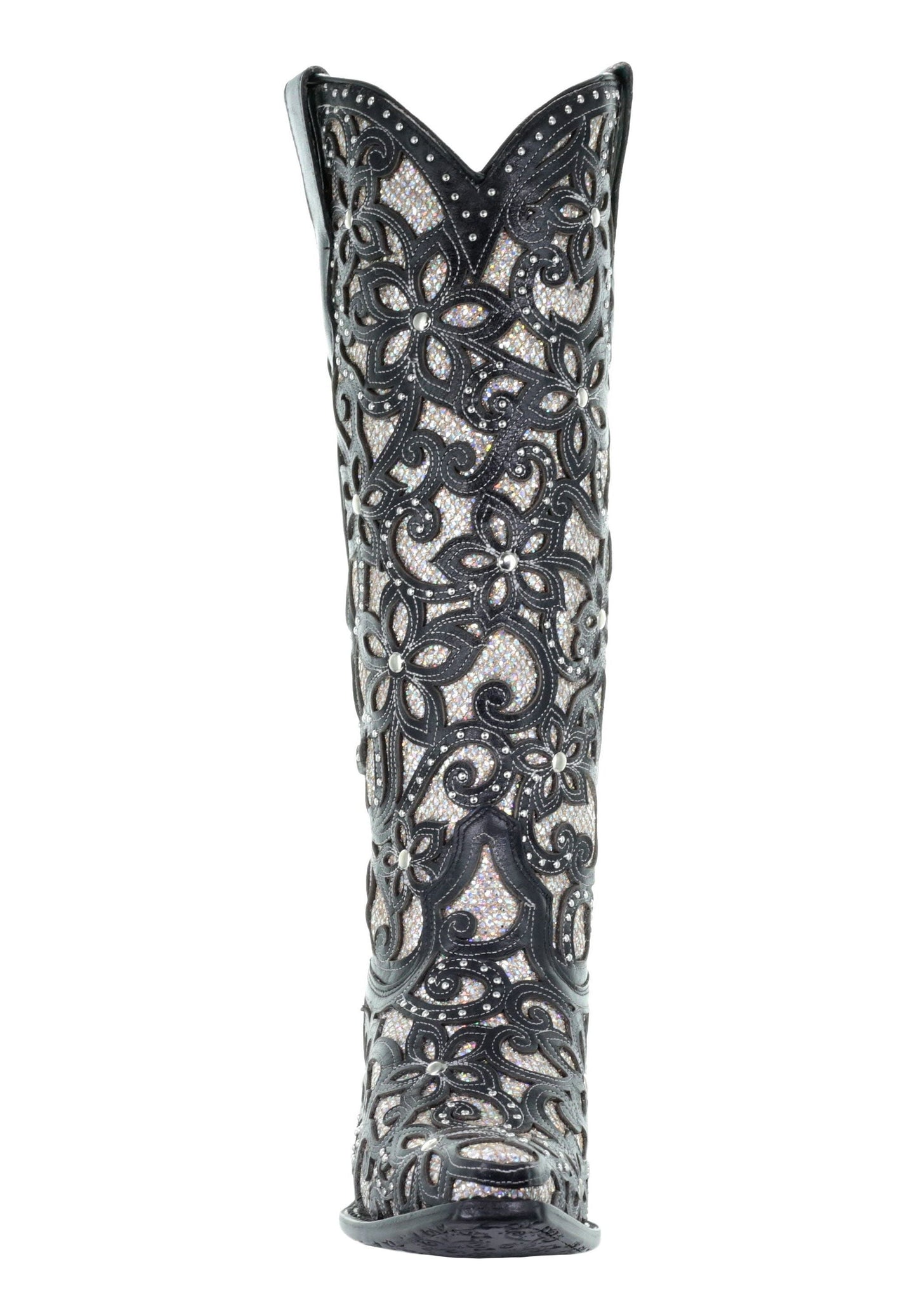 Corral Black Floral Glitter Inlay Boots