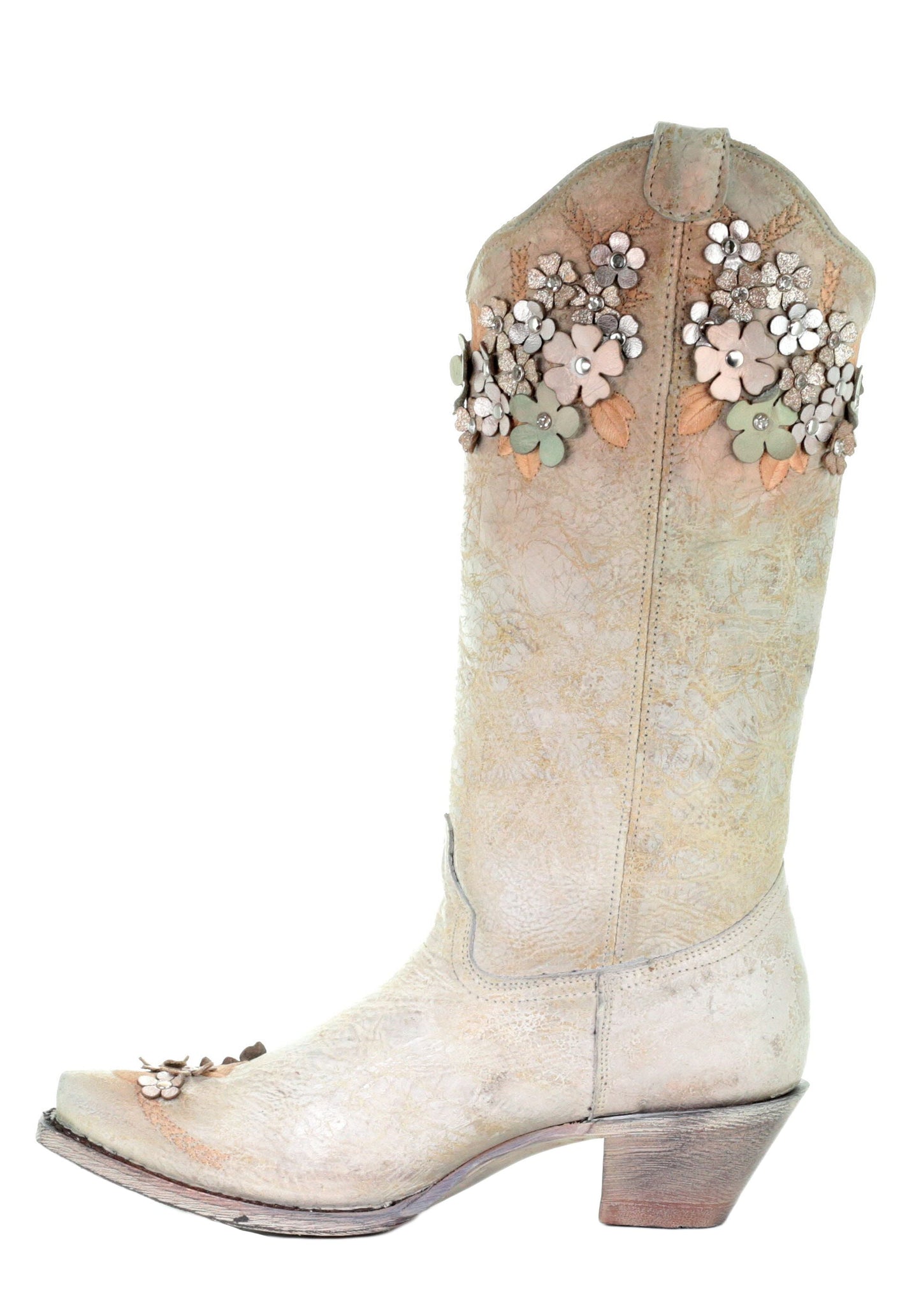 Corral Mint Floral Crystal and Studs Embroidered Boots