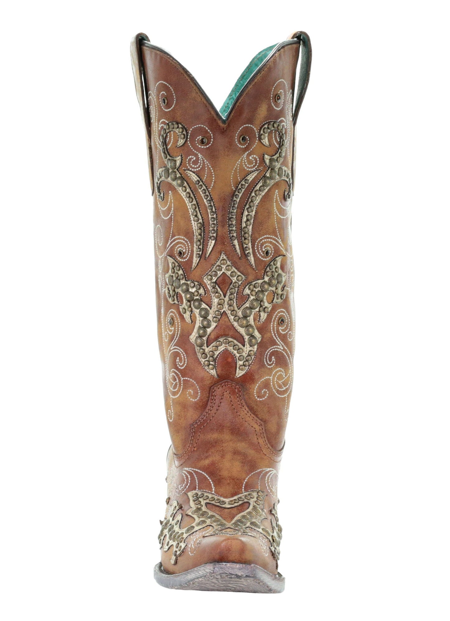 Corral Tan Overlay and Embroidered Studs and Crystals Boots