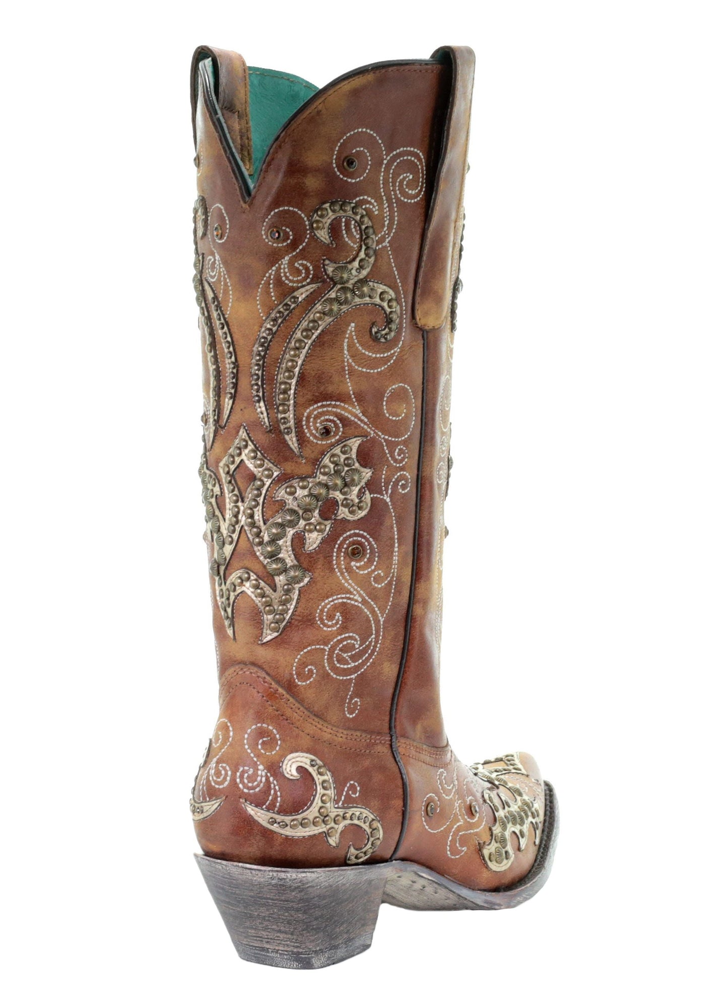 Corral Tan Overlay and Embroidered Studs and Crystals Boots