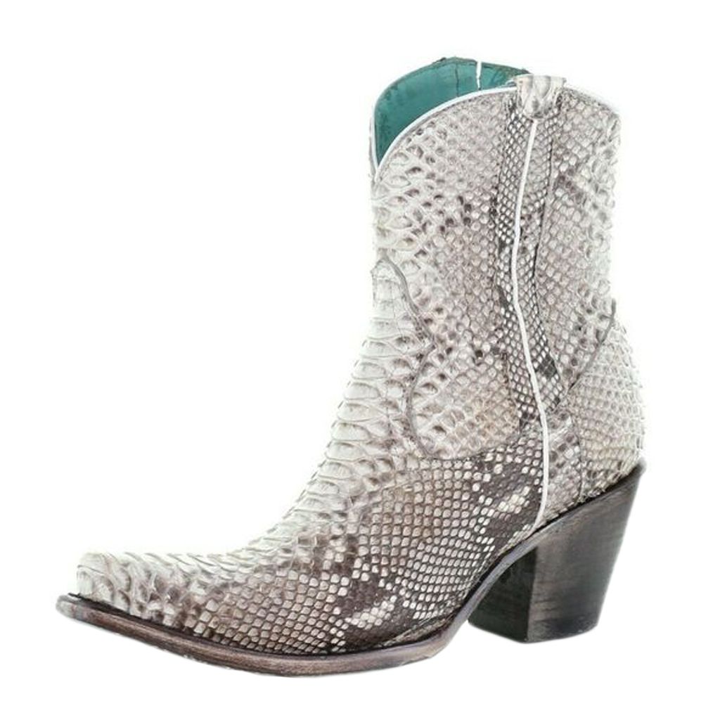 Corral Natural Python Zipper Ankle Boots