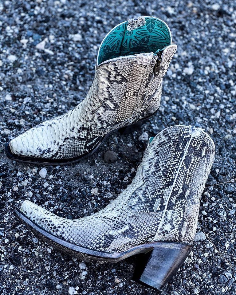 Corral Natural Python Zipper Ankle Boots