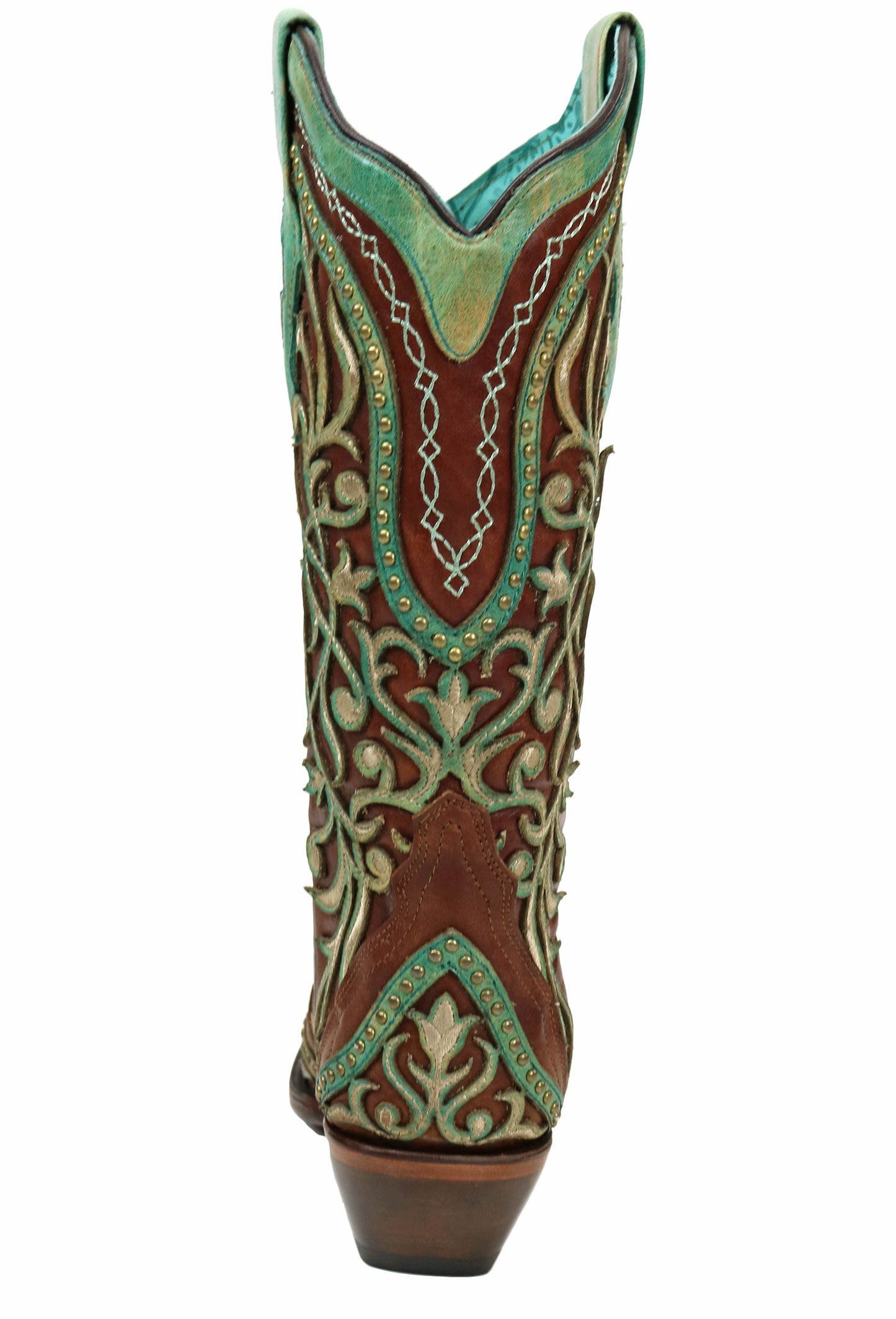 Corral Tan Turquoise Overlay and Embroidered Studs and Crystals Boots