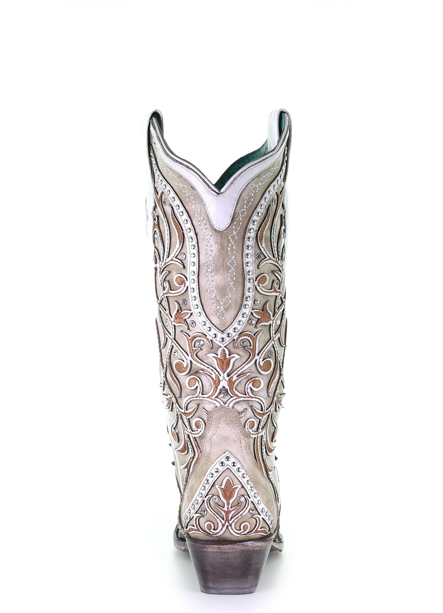 Corral White Overlay and Embroidered Studs and Crystals Boots