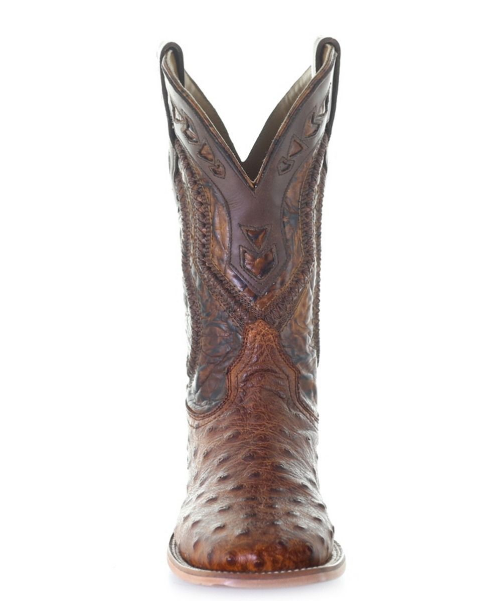 Cognac Ostrich Overlay and Embroidery Boots A4007 By Corral