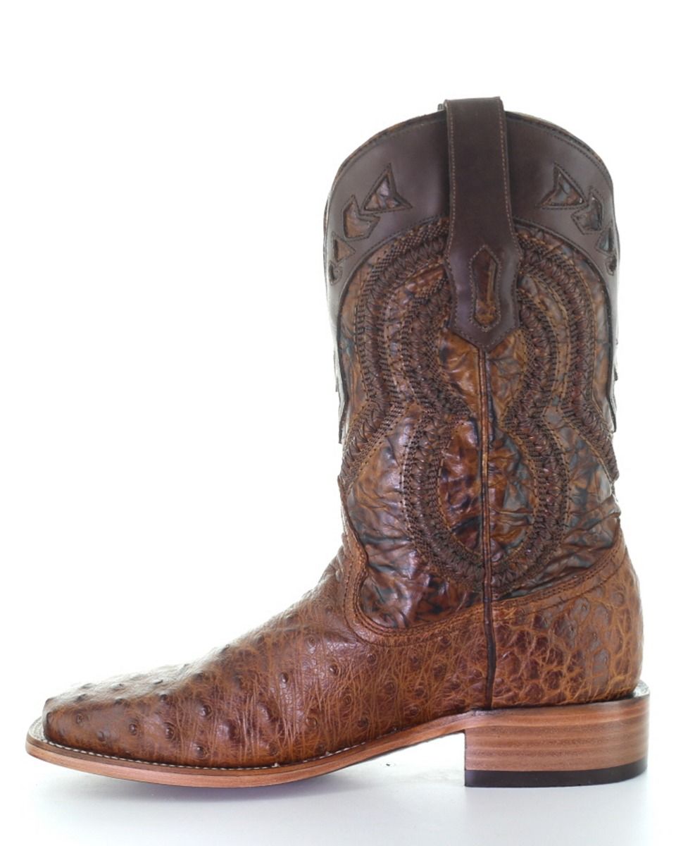 Cognac Ostrich Overlay and Embroidery Boots A4007 By Corral