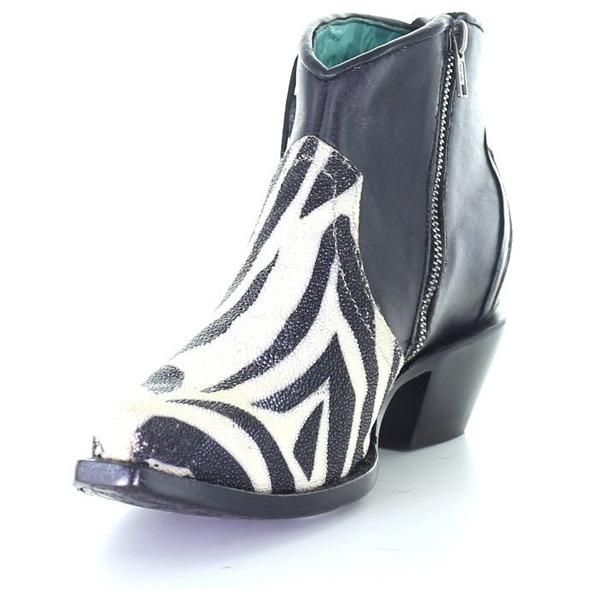 Corral Stingray Zebra Print Fringe Bootie