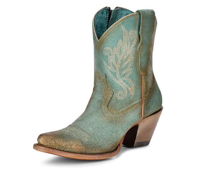 Mint Embroidery Ankle Boot with Gold Accents A4256