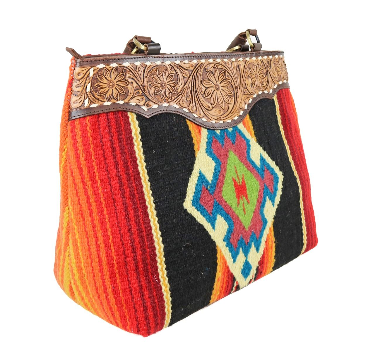 American Darling Red Multi Colored Saddle Blanket Tote ADBGA151E