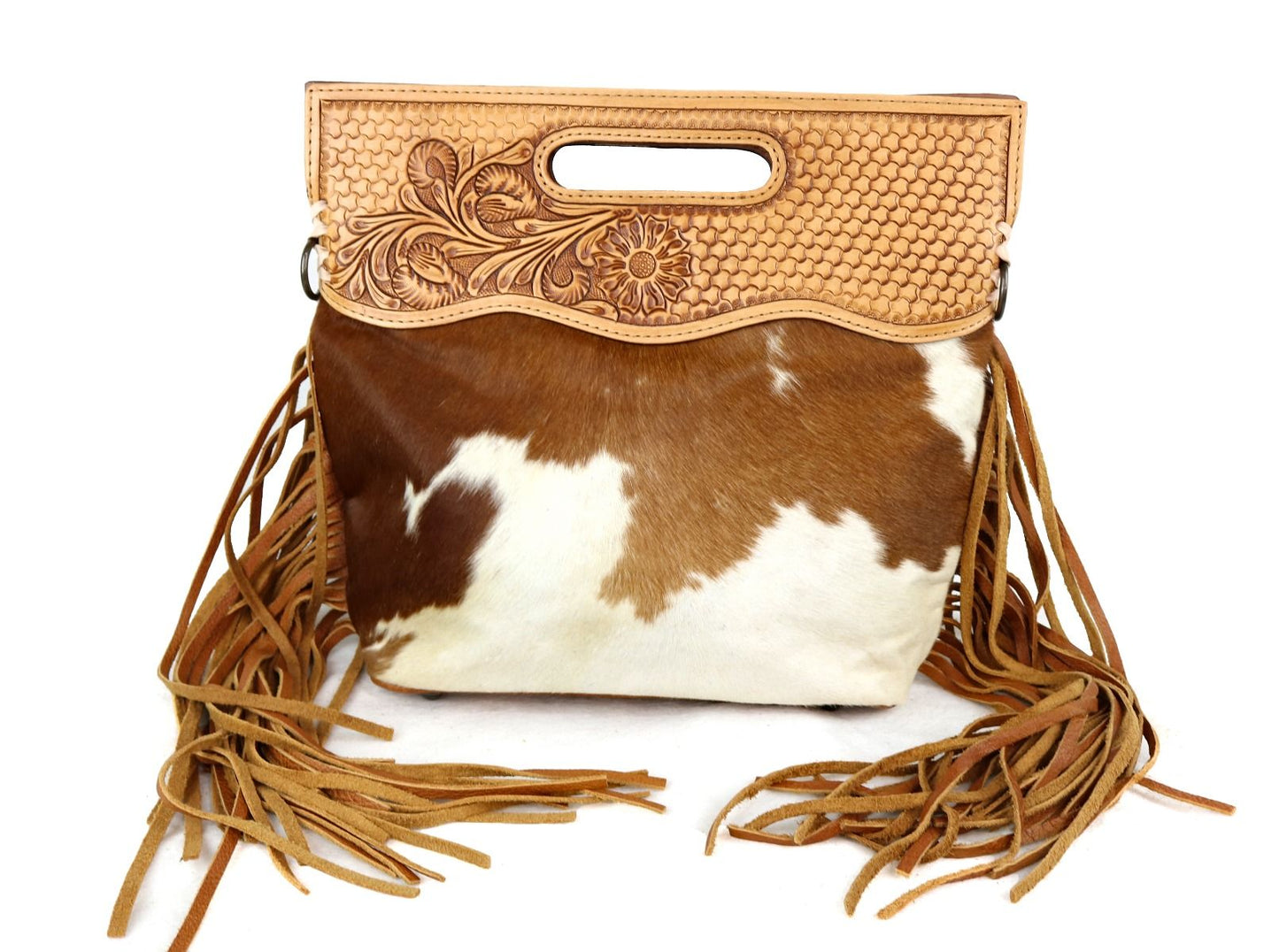 American Darling Cowhide CrossBody Clutch with Basket Weave Design