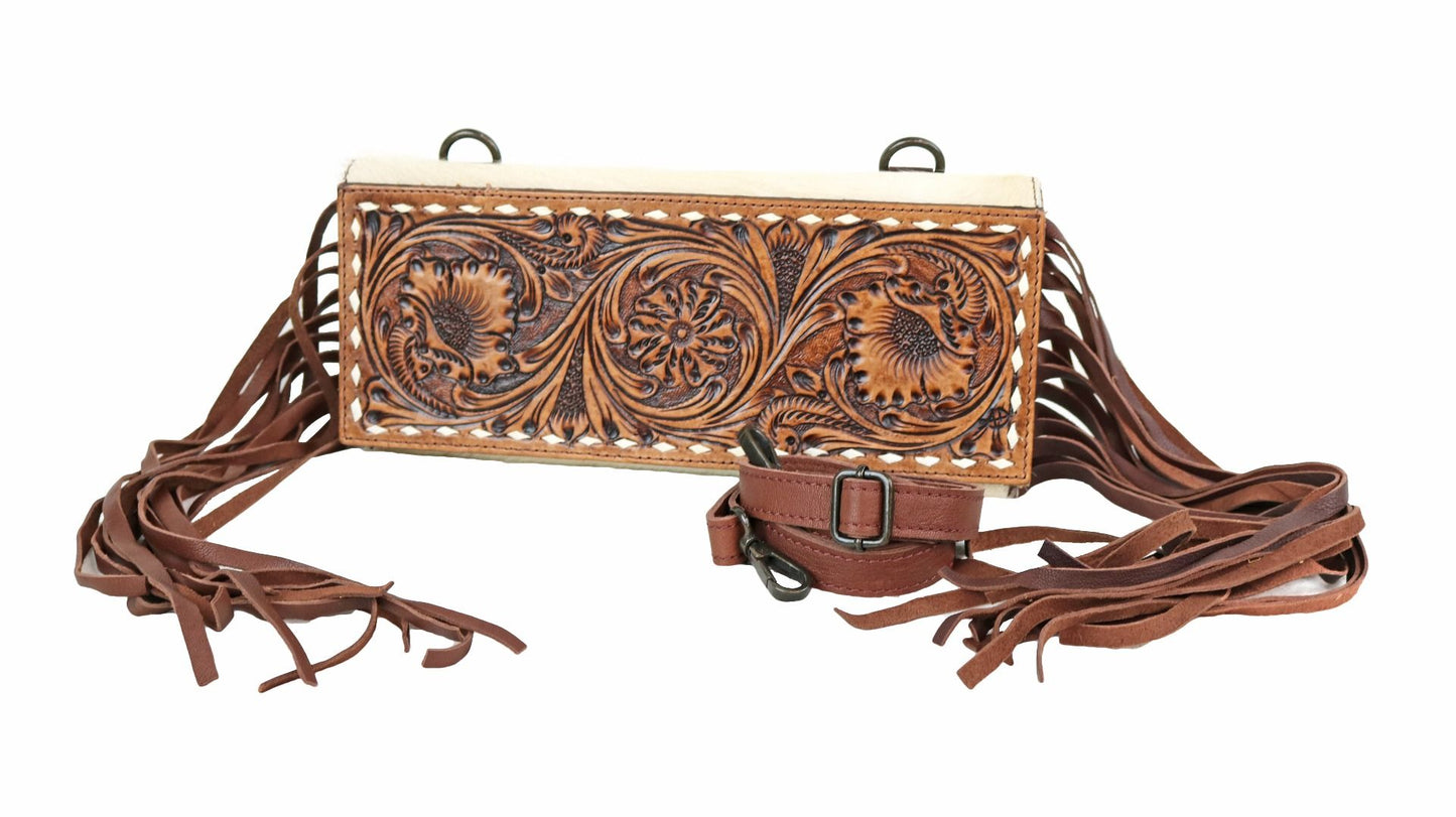 American Darling Envelope Tooled Clutch Crossbody with Fringe ADBGZ292