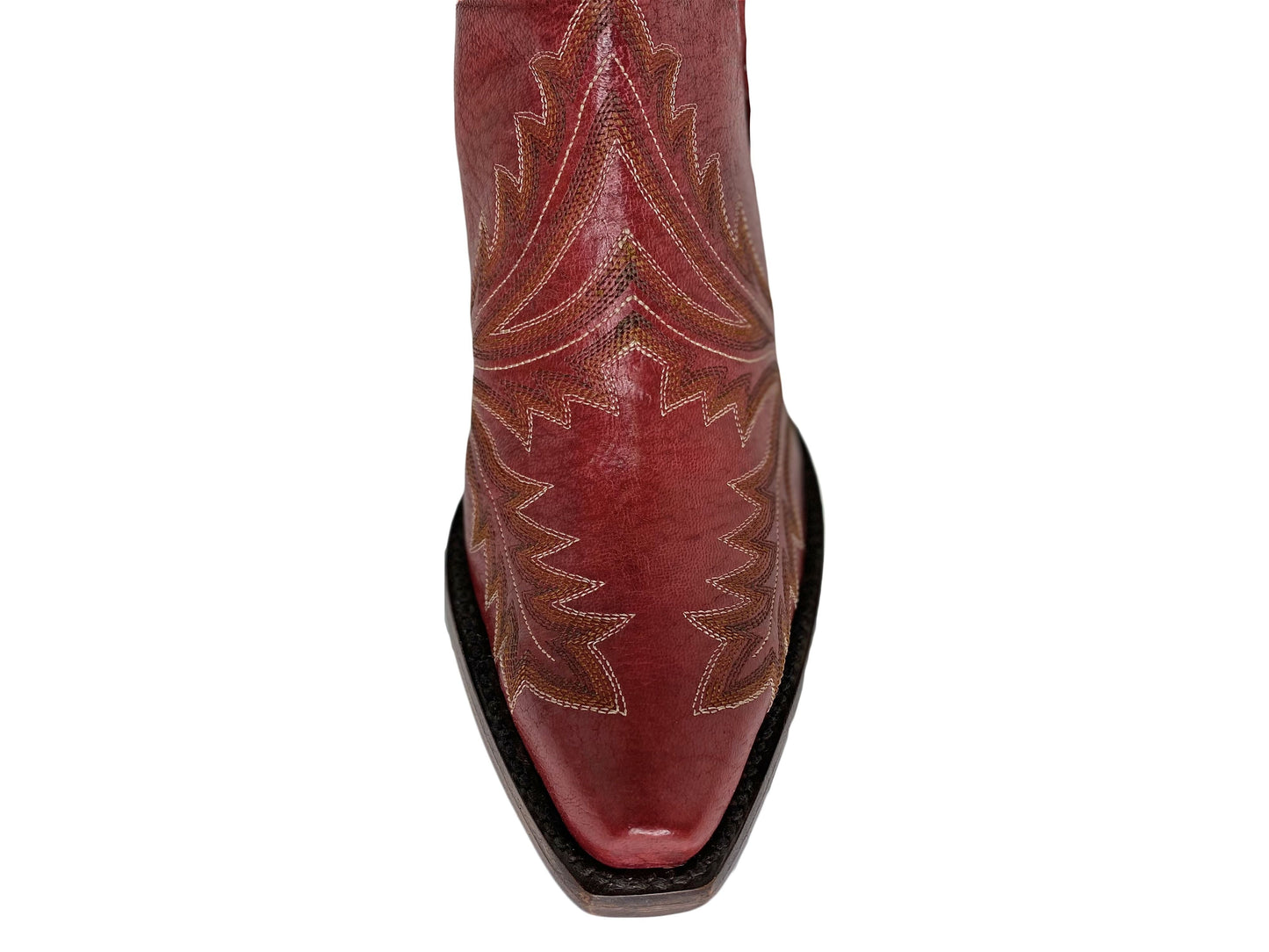 Allen's Boots Avery Embroidered Ankle Boot in Red