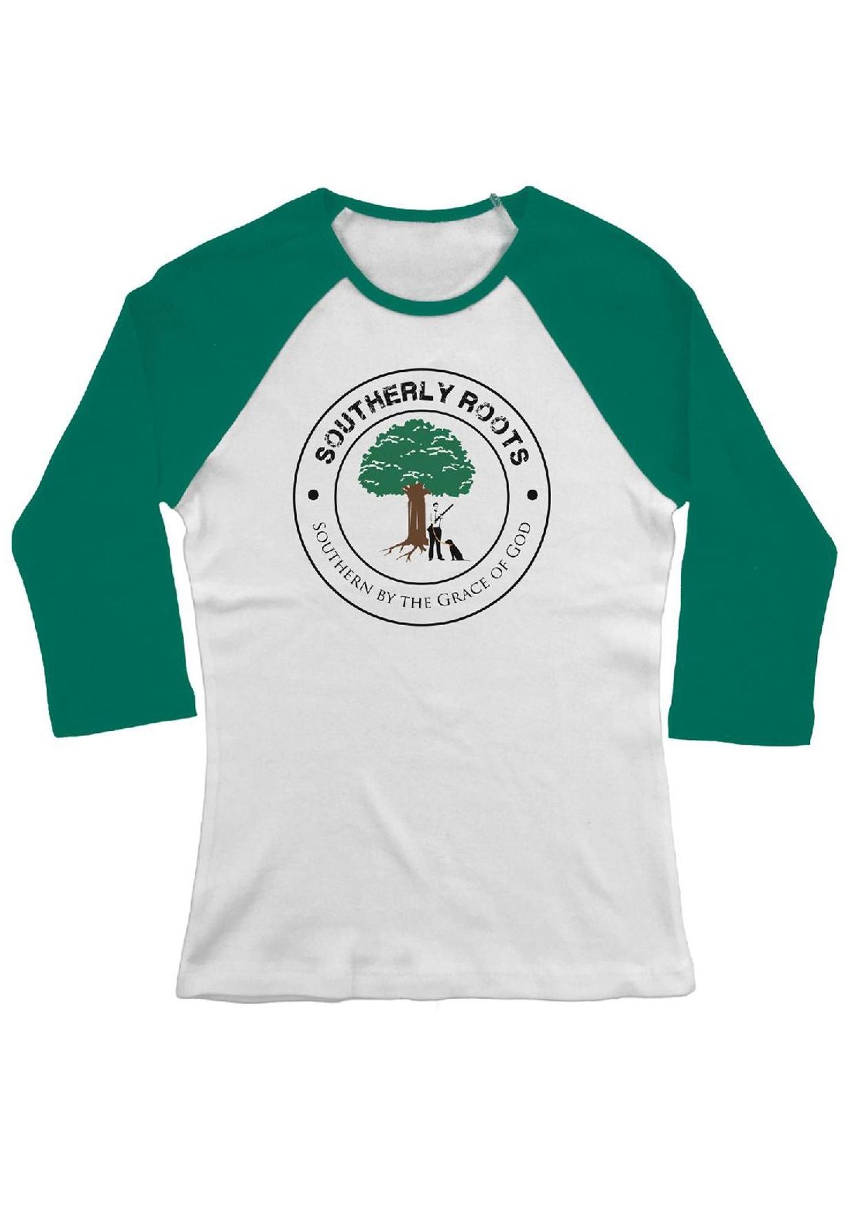 Southerly Roots Southern Belle Baby Ribbed Raglan in Kelly Green