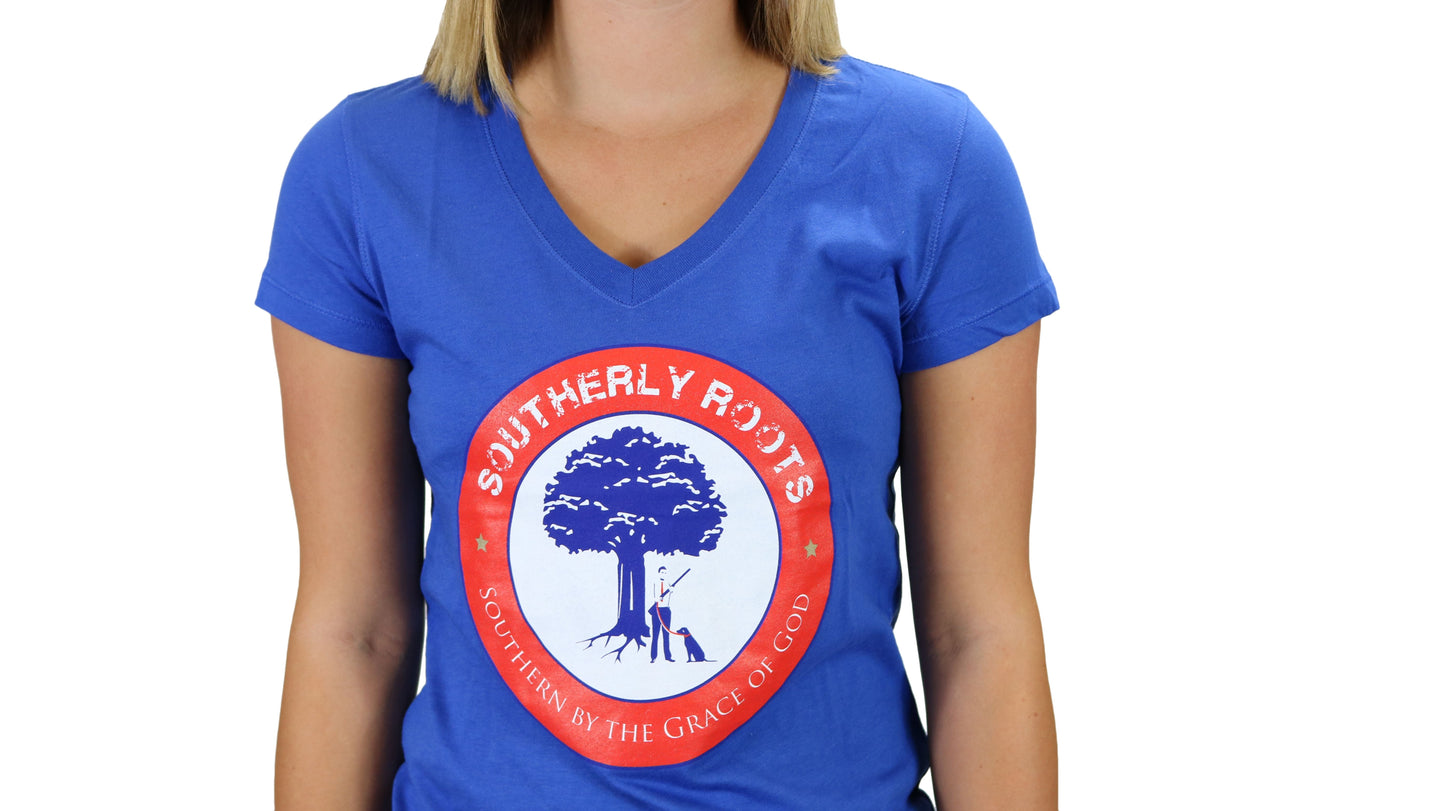 Southerly Roots Southern Belle Classic V Tee in Royal