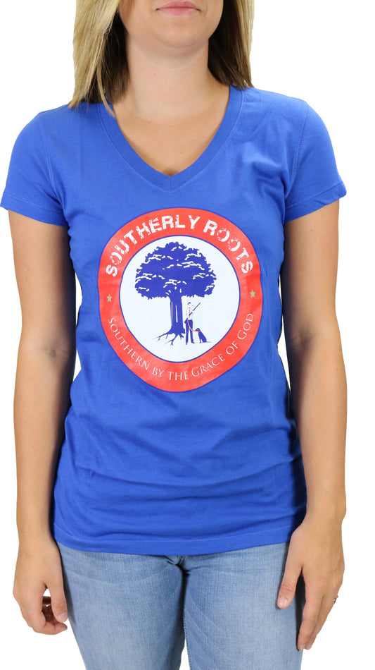 Southerly Roots Southern Belle Classic V Tee in Royal