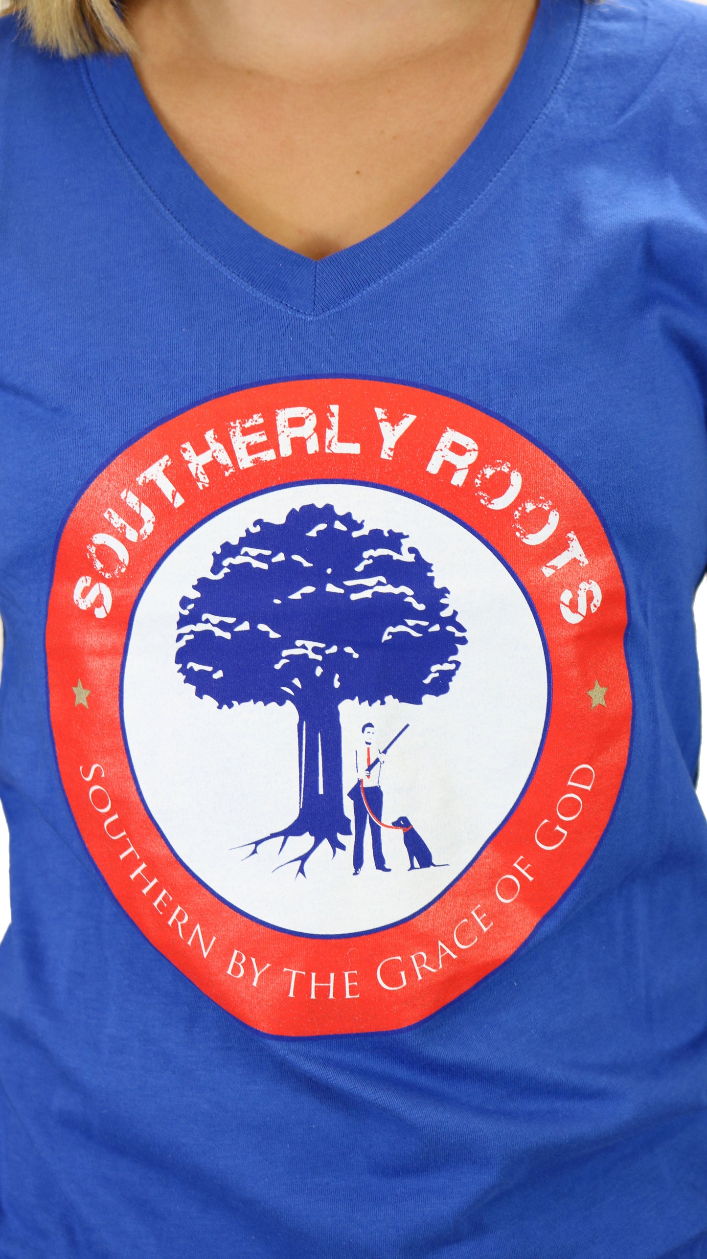 Southerly Roots Southern Belle Classic V Tee in Royal