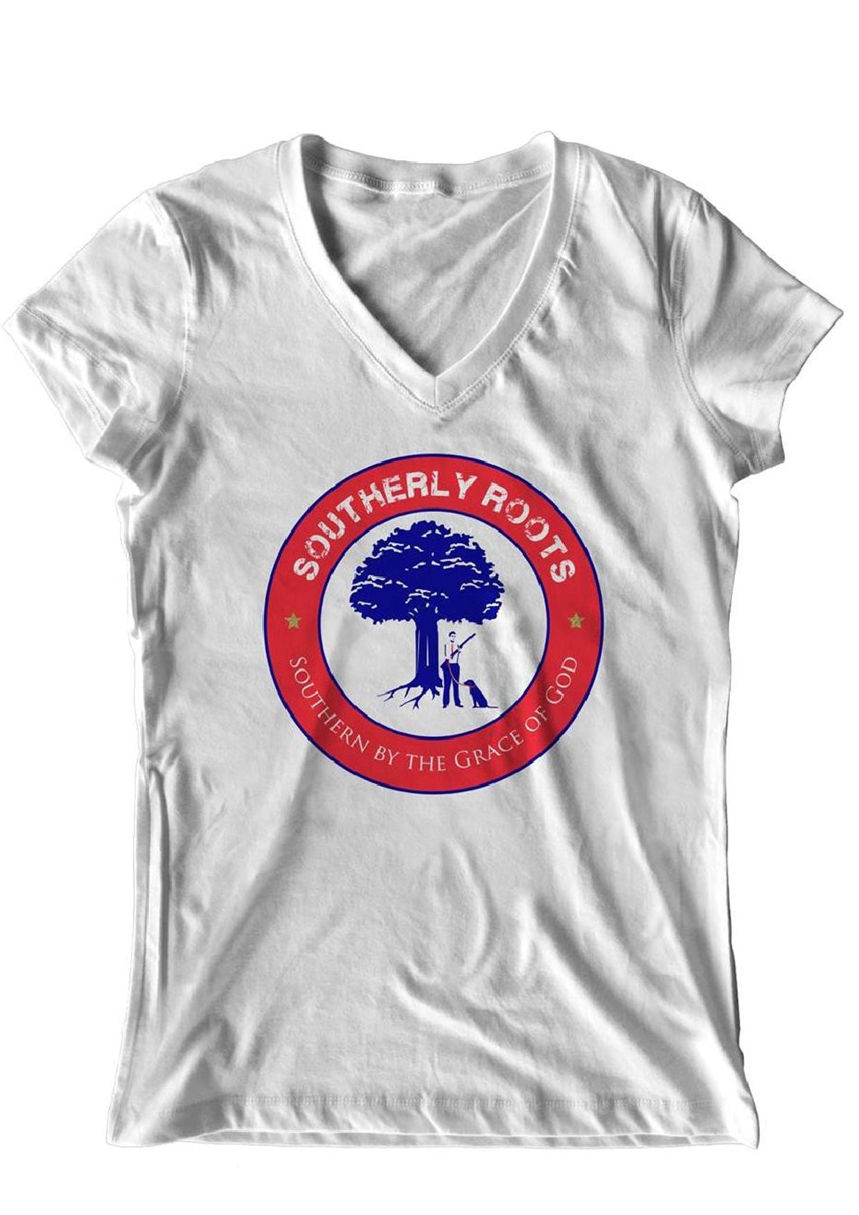 Southerly Roots Southern Belle Classic V Tee in White