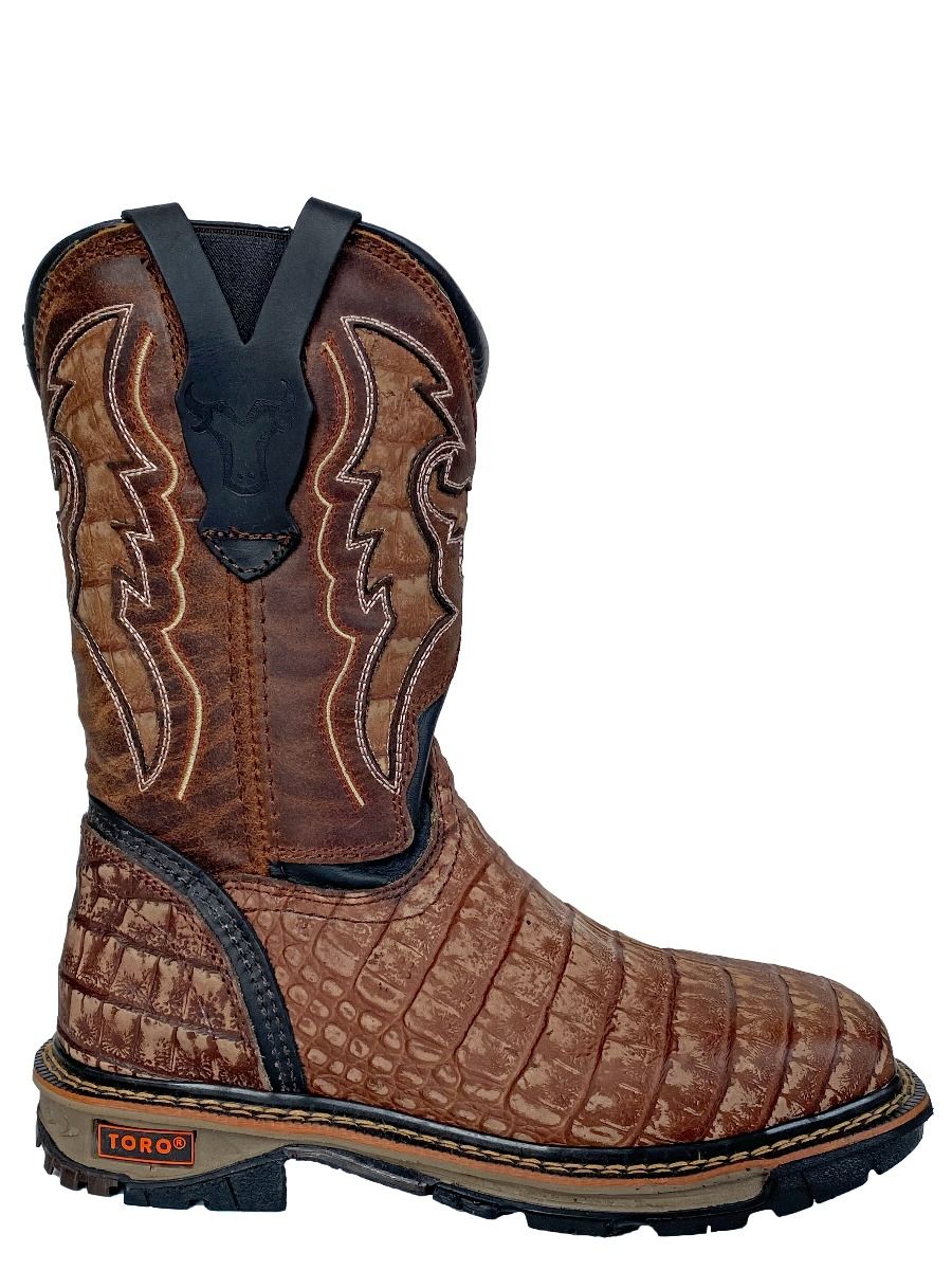 CEBU Bell Toro Rustico Faux Croc Steel Toe Boot