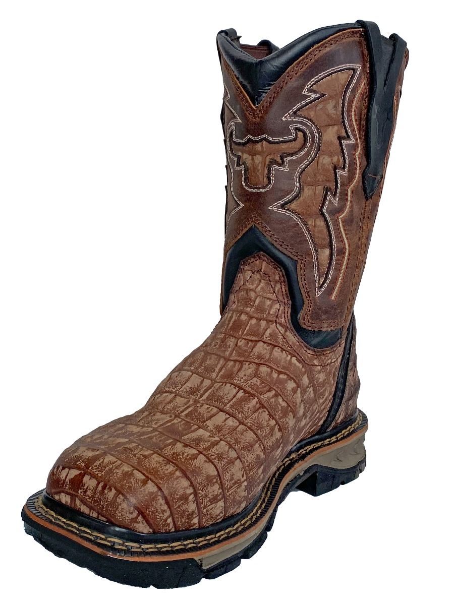 CEBU Bell Toro Rustico Faux Croc Steel Toe Boot