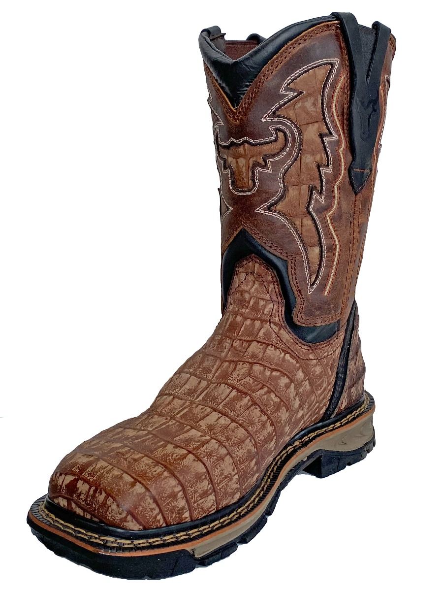 CEBU Bell Toro Rustico Faux Croc Steel Toe Boot