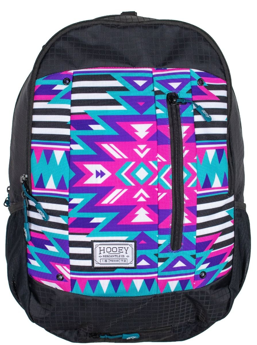 Rockstar Black and Multicolored Geo Design Backpack by Hooey BP036BK